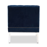 Baxton Studio Silvana Modern and Contemporary Navy Velvet Fabric Upholstered Lounge Chair with Acrylic Legs