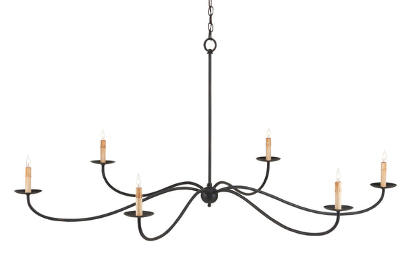 Saxon Black Chandelier: Stunning 63-Inch Wrought Iron Fixture with Modern Elegance for Your Home
