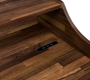 Sange Industrial Desk (USB Charging Dock) WOOD TOP] Walnut (teak) • METAL FRAME] Sandy Black (cc#) 92680-ACME