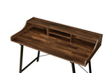 Sange Industrial Desk (USB Charging Dock) WOOD TOP] Walnut (teak) • METAL FRAME] Sandy Black (cc#) 92680-ACME