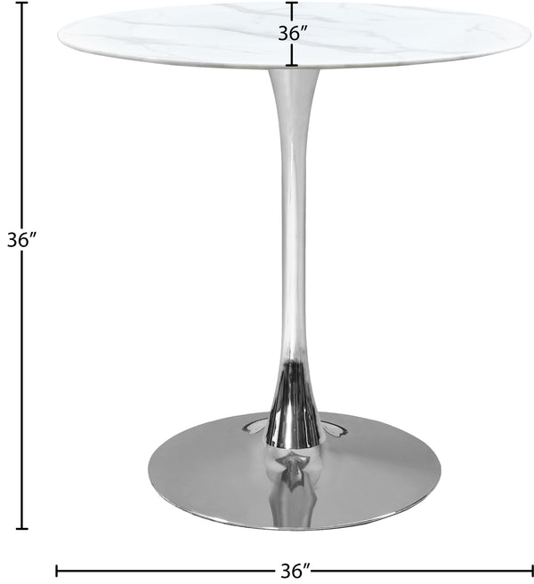 Tulip Faux Marble Veneer / Tempered Glass / Iron Contemporary Chrome Counter Height Table (3 Boxes) - 36" W x 36" D x 36" H