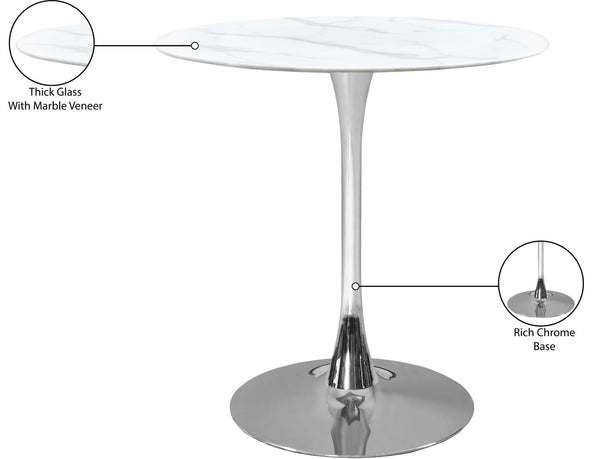 Tulip Faux Marble Veneer / Tempered Glass / Iron Contemporary Chrome Counter Height Table (3 Boxes) - 36" W x 36" D x 36" H