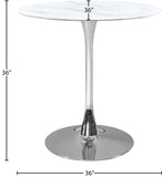 Tulip Faux Marble Veneer / Tempered Glass / Iron Contemporary Chrome Counter Height Table (3 Boxes) - 36" W x 36" D x 36" H