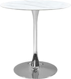 Tulip Faux Marble Veneer / Tempered Glass / Iron Contemporary Chrome Counter Height Table (3 Boxes) - 36" W x 36" D x 36" H