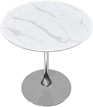 Tulip Faux Marble Veneer / Tempered Glass / Iron Contemporary Chrome Counter Height Table (3 Boxes) - 36" W x 36" D x 36" H