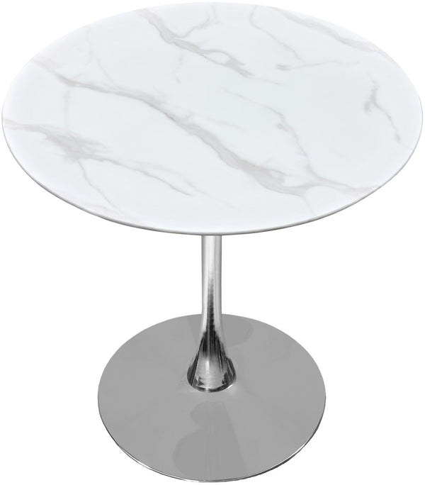 Tulip Faux Marble Veneer / Tempered Glass / Iron Contemporary Chrome Counter Height Table (3 Boxes) - 36" W x 36" D x 36" H