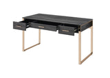 Perle Industrial Writing Desk with USB Port Champagne Gold & Black Finish 92715-ACME