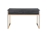 Perle Industrial Writing Desk with USB Port Champagne Gold & Black Finish 92715-ACME