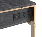 Perle Industrial Writing Desk with USB Port Champagne Gold & Black Finish 92715-ACME