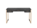 Perle Industrial Writing Desk with USB Port Champagne Gold & Black Finish 92715-ACME