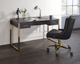 Perle Industrial Writing Desk with USB Port Champagne Gold & Black Finish 92715-ACME