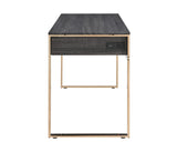 Perle Industrial Writing Desk with USB Port Champagne Gold & Black Finish 92715-ACME