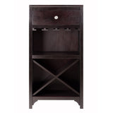 Winsome Wood Ancona Modular Wine Cabinet with One Drawer, Glass Rack, X Shelf 92745-WINSOMEWOOD