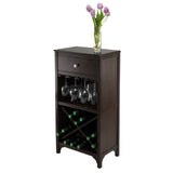 Winsome Wood Ancona Modular Wine Cabinet with One Drawer, Glass Rack, X Shelf 92745-WINSOMEWOOD