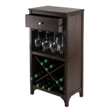 Winsome Wood Ancona Modular Wine Cabinet with One Drawer, Glass Rack, X Shelf 92745-WINSOMEWOOD
