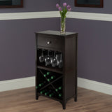 Winsome Wood Ancona Modular Wine Cabinet with One Drawer, Glass Rack, X Shelf 92745-WINSOMEWOOD