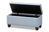 Baxton Studio Fera Modern and Contemporary Light Blue Fabric Upholstered Storage Ottoman