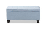 Baxton Studio Fera Modern and Contemporary Light Blue Fabric Upholstered Storage Ottoman