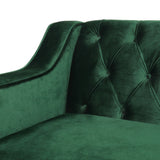 Noble House Knouff Modern Glam Tufted Velvet 3 Seater Sofa, Emerald and Dark Brown 