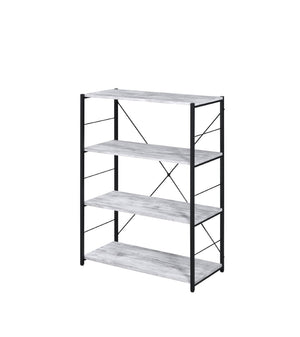 Tesadea Industrial Bookshelf Antique White & Black Finish 92774-ACME