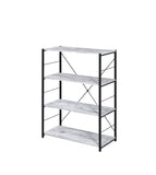 Tesadea Industrial Bookshelf Antique White & Black Finish 92774-ACME