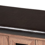 Baxton Studio Valina Modern and Contemporary Dark Brown Faux Leather Upholstered 2-Door Wood Shoe Storage Bench