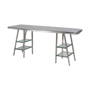 Brancaster Industrial Writing Desk Aluminum (Matt Aluminum) • Brushed Stainless Steel 92790-ACME