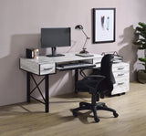 Settea Industrial Computer Desk Antique White & Black Finish 92797-ACME