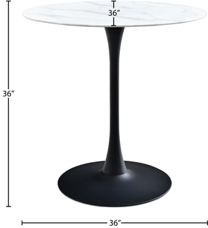 Tulip Faux Marble Veneer / Tempered Glass / Iron Contemporary Matte Black Counter Height Table (3 Boxes) - 36" W x 36" D x 36" H