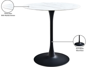 Tulip Faux Marble Veneer / Tempered Glass / Iron Contemporary Matte Black Counter Height Table (3 Boxes) - 36" W x 36" D x 36" H