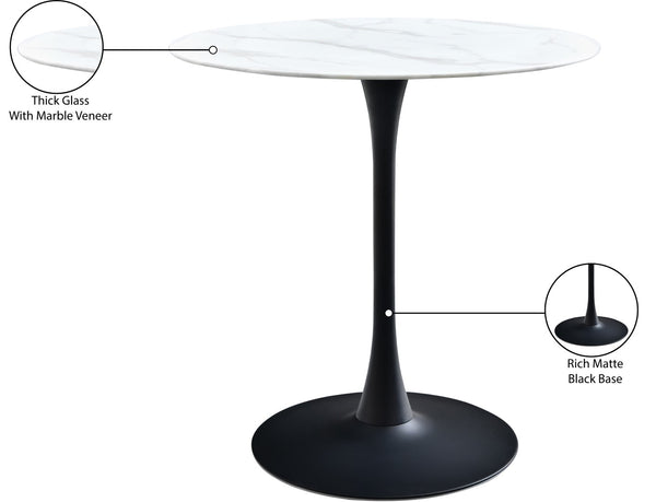 Tulip Faux Marble Veneer / Tempered Glass / Iron Contemporary Matte Black Counter Height Table (3 Boxes) - 36" W x 36" D x 36" H