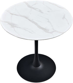 Tulip Faux Marble Veneer / Tempered Glass / Iron Contemporary Matte Black Counter Height Table (3 Boxes) - 36" W x 36" D x 36" H
