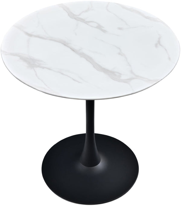 Tulip Faux Marble Veneer / Tempered Glass / Iron Contemporary Matte Black Counter Height Table (3 Boxes) - 36" W x 36" D x 36" H