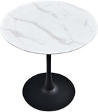 Tulip Faux Marble Veneer / Tempered Glass / Iron Contemporary Matte Black Counter Height Table (3 Boxes) - 36" W x 36" D x 36" H