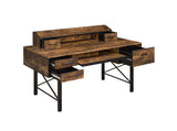 Safea Industrial Computer Desk Weathered Oak & Black Finish 92800-ACME