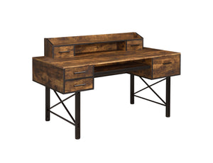 Safea Industrial Computer Desk Weathered Oak & Black Finish 92800-ACME