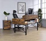 Safea Industrial Computer Desk Weathered Oak & Black Finish 92800-ACME