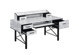 Safea Industrial Computer Desk Antique White & Black Finish 92802-ACME