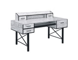 Safea Industrial Computer Desk Antique White & Black Finish 92802-ACME