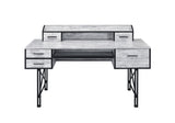 Safea Industrial Computer Desk Antique White & Black Finish 92802-ACME