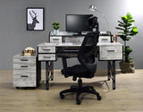 Safea Industrial Computer Desk Antique White & Black Finish 92802-ACME