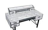 Safea Industrial Computer Desk Antique White & Black Finish 92802-ACME