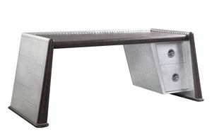 Brancaster Industrial Writing Desk Distress Chocolate TGL (Irgachefe) • Aluminum (Matt Aluminum) 92855-ACME