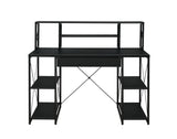 Amiel Contemporary/Industrial Writing Desk WOOD Music Recording Studio Desk/Shelf/Keyboard] Black (PVC Veneer, Air Compressor) • METAL FRAME] Black (Powder Coating) 92877-ACME