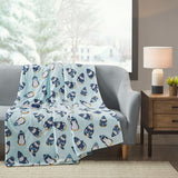 Oversized Plush Casual 100% Polyester Printed Microlight Oversized Heated Throw