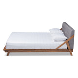 Baxton Studio Sante Mid-Century Modern Grey Fabric Upholstered Wood Queen Size Platform Bed