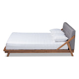Baxton Studio Sante Mid-Century Modern Grey Fabric Upholstered Wood Full Size Platform Bed
