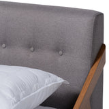 Baxton Studio Sante Mid-Century Modern Grey Fabric Upholstered Wood Queen Size Platform Bed