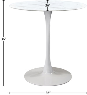 Tulip Faux Marble Veneer / Tempered Glass / Iron Contemporary White Counter Height Table (3 Boxes) - 36" W x 36" D x 36" H