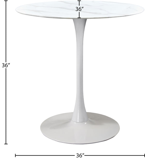 Tulip Faux Marble Veneer / Tempered Glass / Iron Contemporary White Counter Height Table (3 Boxes) - 36" W x 36" D x 36" H